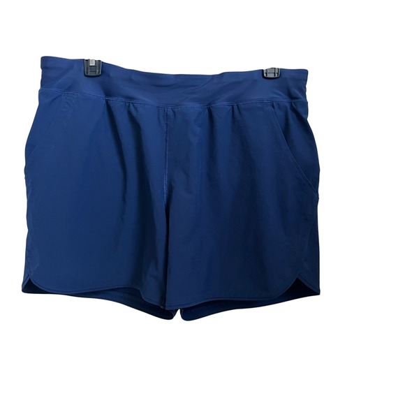 Lands' End Women's Navy Blue Athletic Running Shorts Size 16 Pockets - Picture 1 of 14